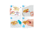 Vierstappenplan voor het maken van een kralenhondfiguur, inclusief sjabloon, kralenplaatsing, besproeien en drogen.