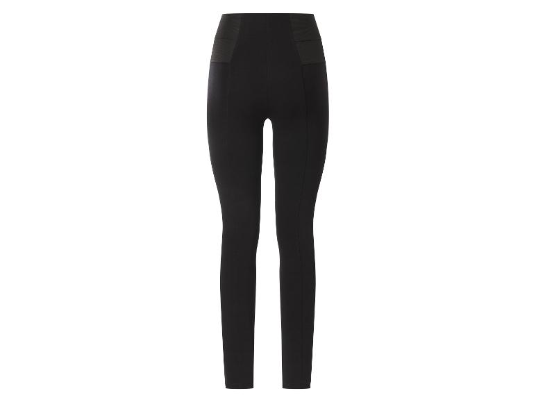 Zwarte dameslegging met brede, elastische tailleband.