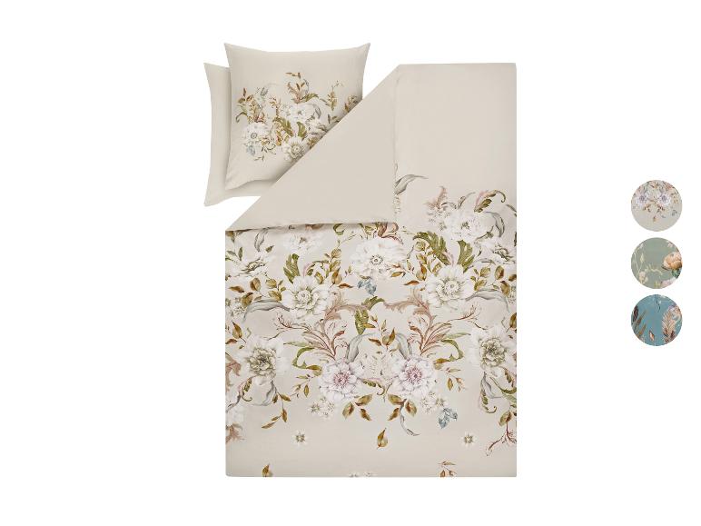 Bloemig dekbedovertrekset met kussenslopen in lichtbeige, met witte en roze bloemen.