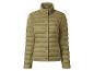 Lichtgewicht gewatteerde damesjas in olijfgroen met opstaande kraag en drukknopen