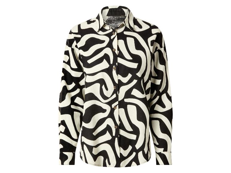 Overhemd met lange mouwen en abstract zwart-witpatroon