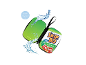 Waterafstotend groen Skip-Bo kaartetui met waterspatten.