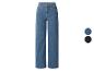 Dames wide-leg jeans in blauw en donkerblauw.