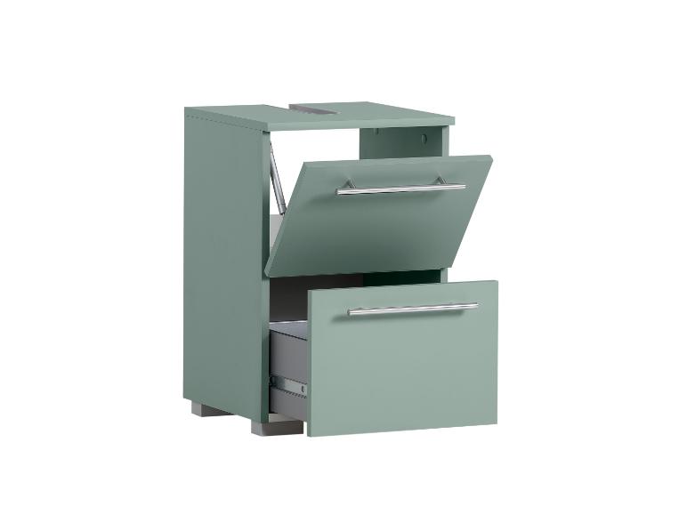 Groene badkamerkast met twee open lades