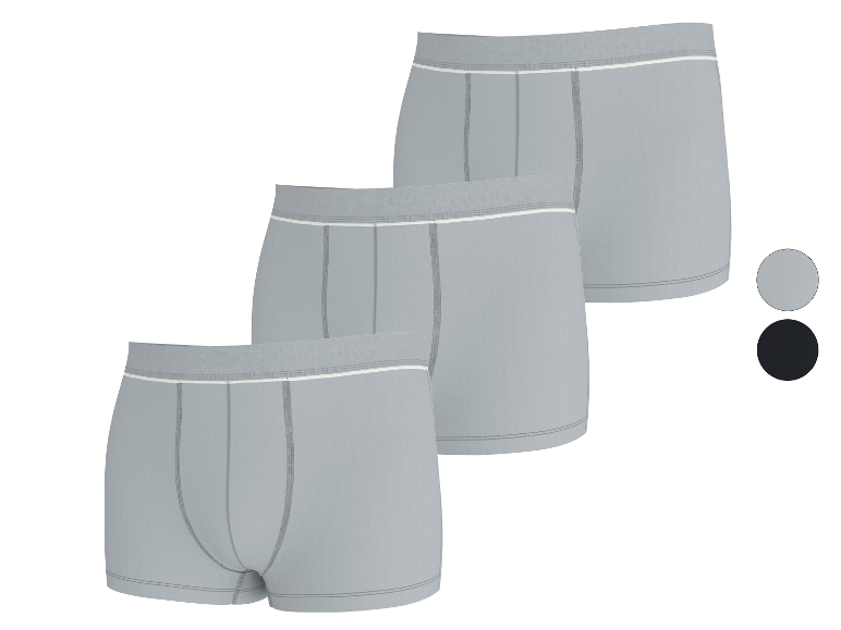 Set van 3 grijze boxershorts voor heren, met witte en grijze elastische band.