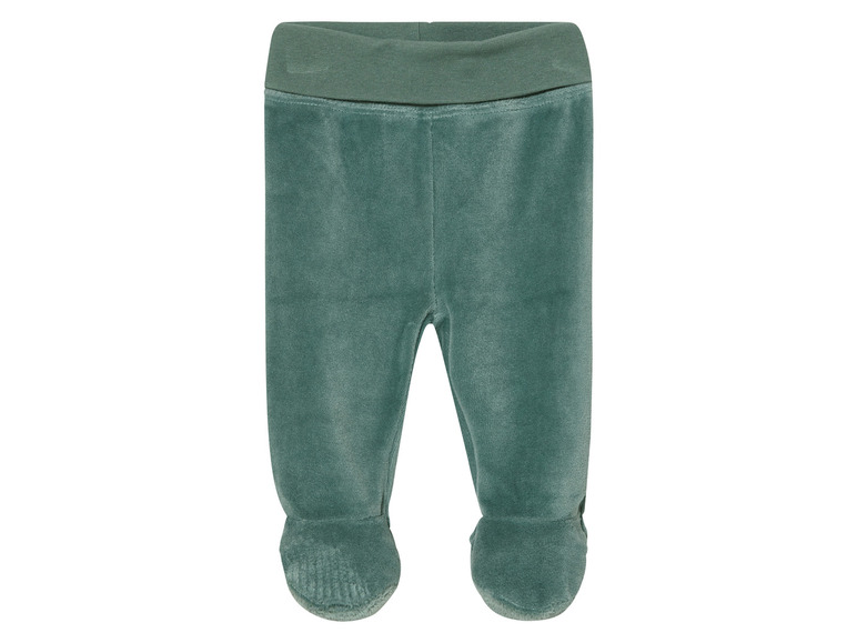 Groene babybroek van velours met voetjes