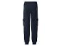 Donkerblauwe cargo joggingbroek met elastische boorden en tailleband, achter- en zijzakken.