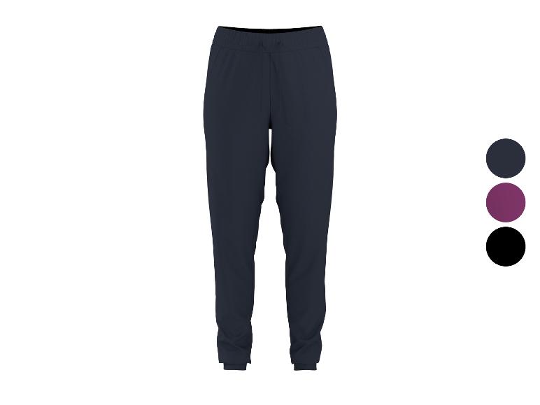 Donkerblauwe dames sportbroek met elastische tailleband en drie kleuropties.