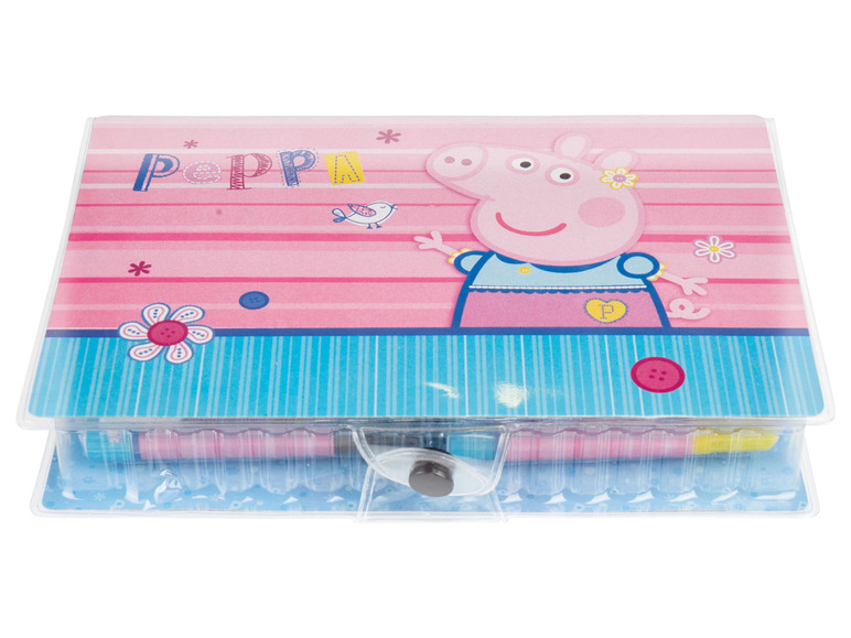 Een roze Peppa Pig etui met stiften