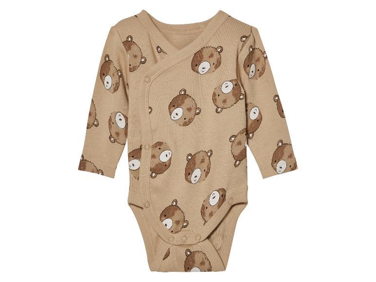 Beige baby body met berenprint.
