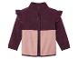 Een roze en paarse fleecejas met ruches