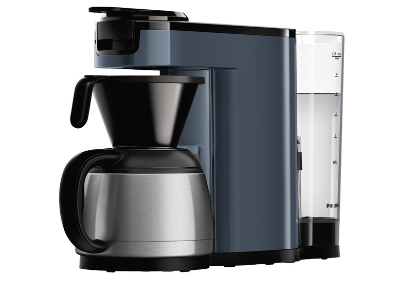 Een Philips koffiezetapparaat met thermoskan.