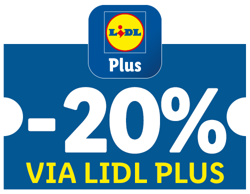 Blauw label: -20% via de Plus-app.
