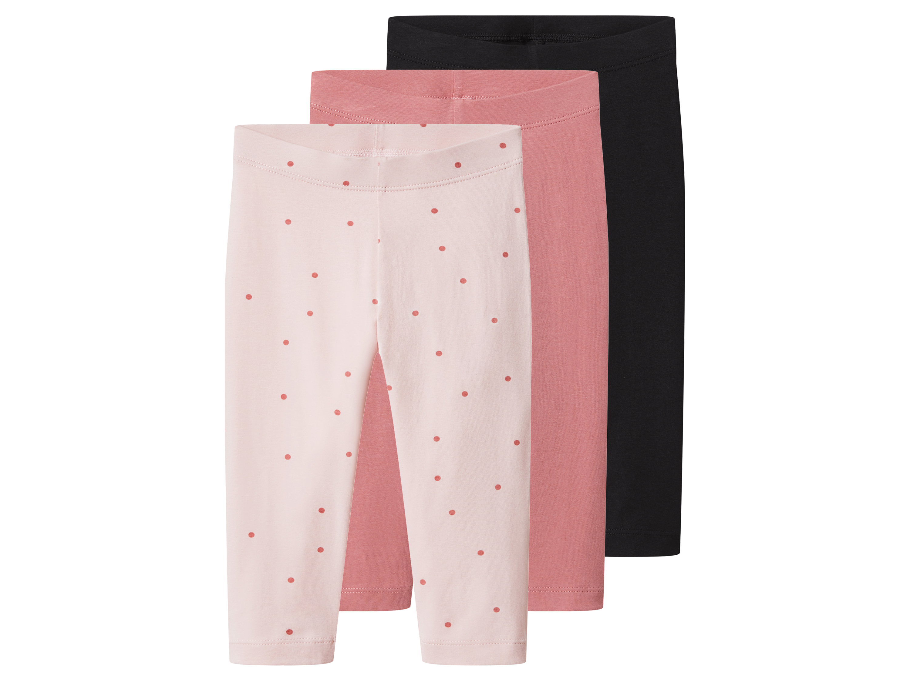 LUPILU Set van 3 kinder capri leggings (roze/zwart, 98/104)