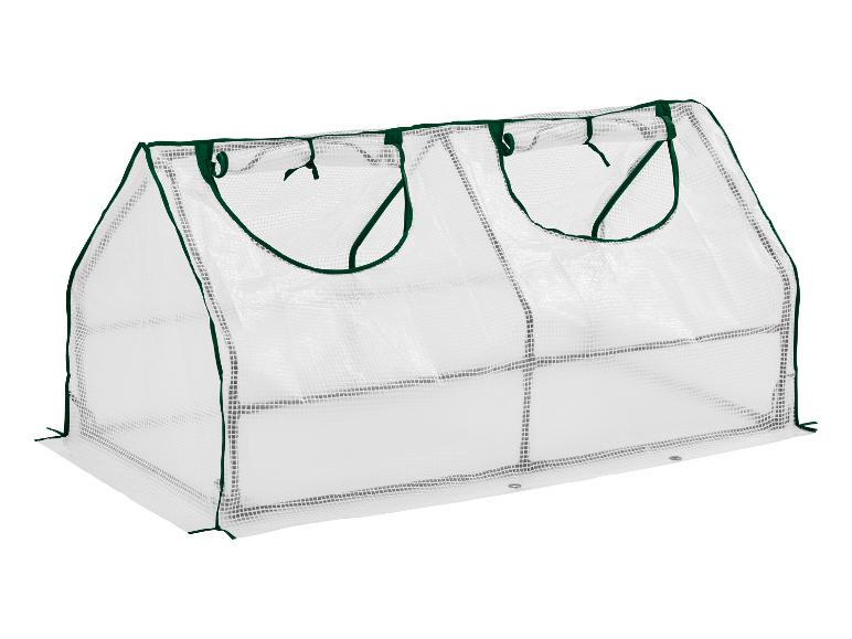 Transparante minikas met groen frame, ideaal voor de bescherming van jonge planten.