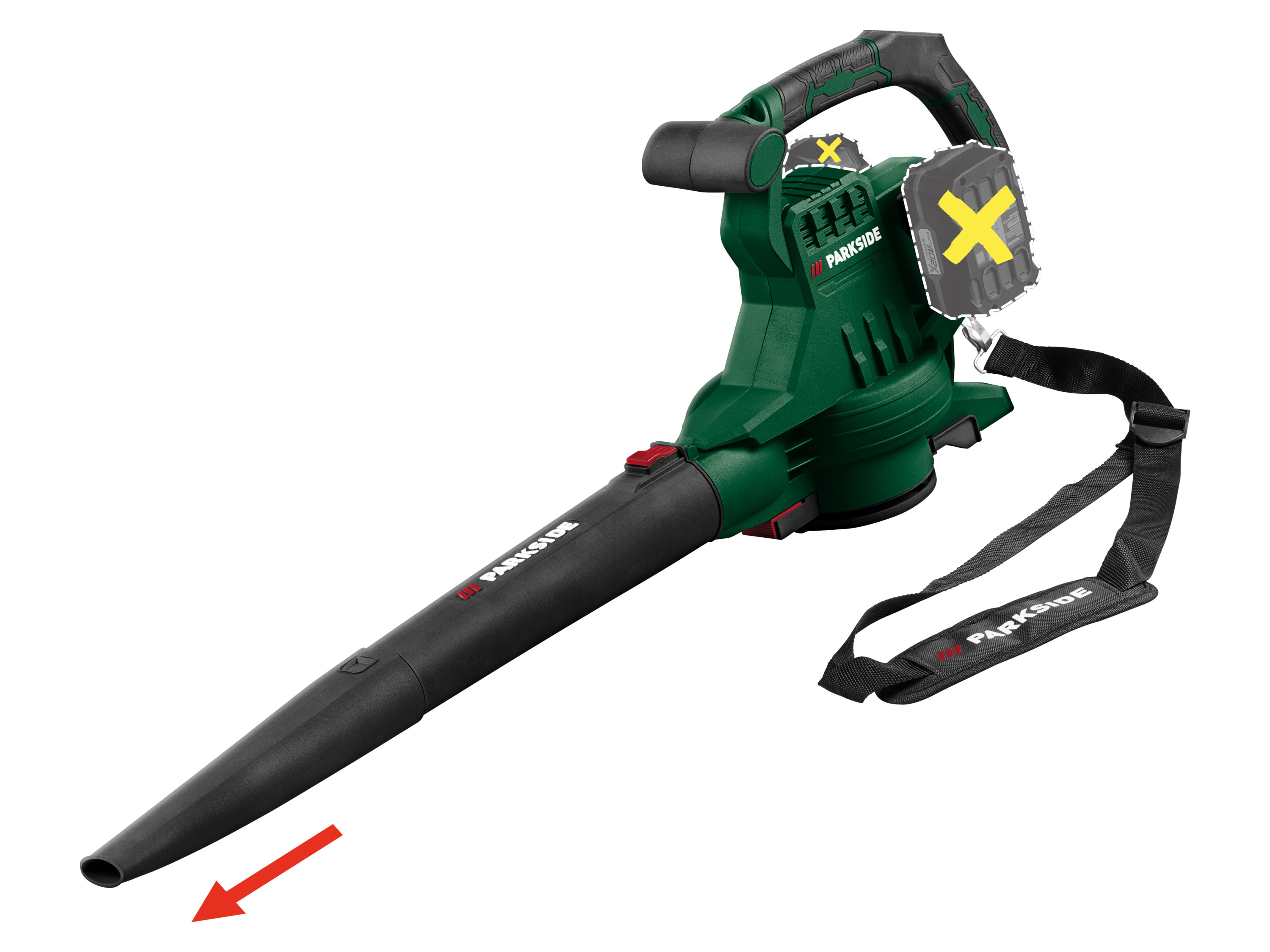 PARKSIDE Accu-bladblazer en -bladzuiger 40 V zonder accu's en lader, met versnipperfunctie
