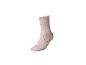 Roze sok met hartjespatroon en een ruchesrand.