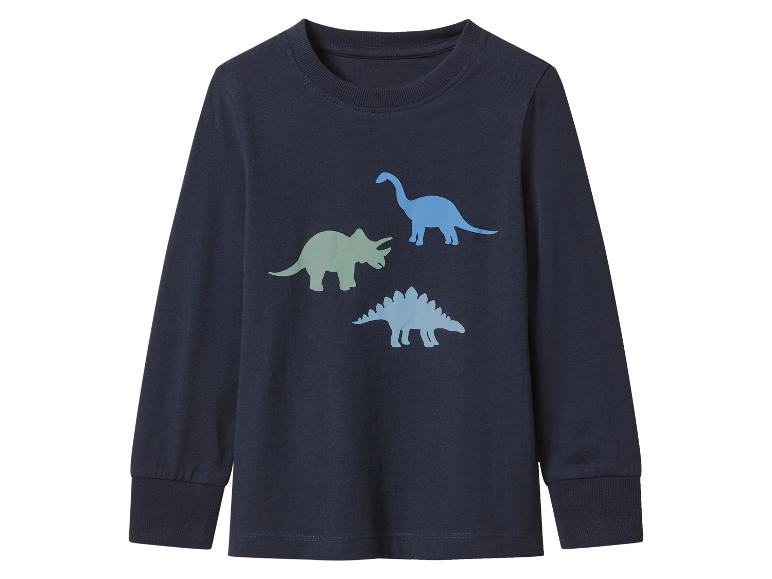 Donkerblauw T-shirt met lange mouwen voor kinderen met dinosaurusprint