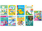 Kleurboeken met My Little Pony, Paw Patrol en SpongeBob, puzzelboek en een boek met papieren vliegtuigen.