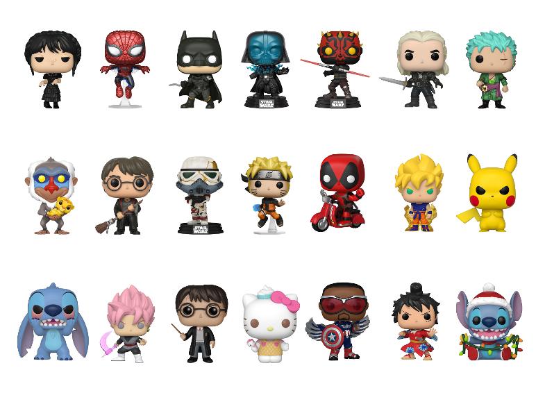 Funko Pop figurencollectie van film-, strip- en animepersonages.
