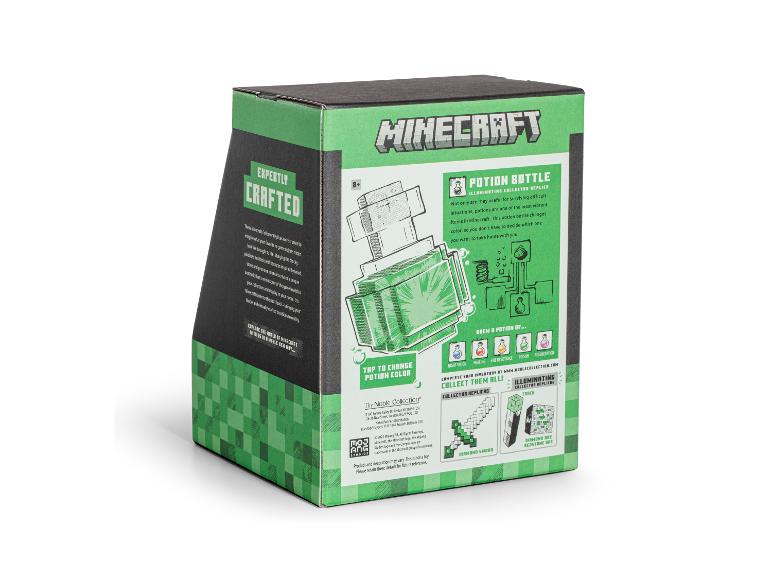 Achterkant van de verpakking van de Minecraft toverdrankfles van The Noble Collection.
