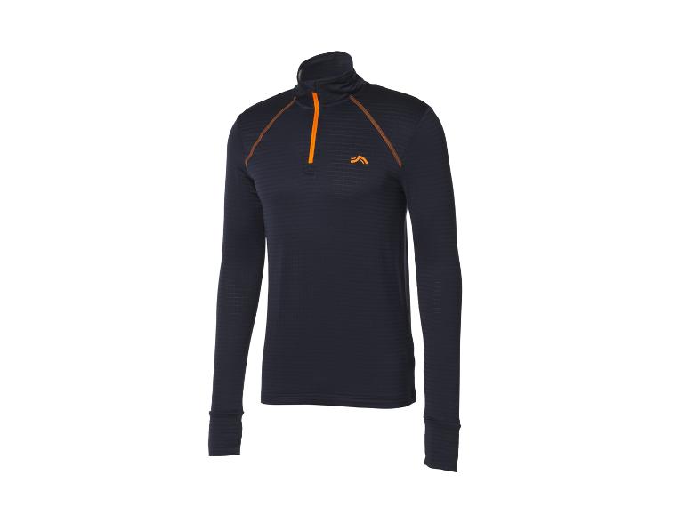 Zwart sportshirt met lange mouwen en oranje rits.