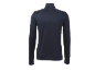 Donkerblauw herenshirt met lange mouwen en blauwe stiksels.