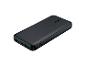 Zwarte powerbank met twee USB-poorten en een oplaadindicator.
