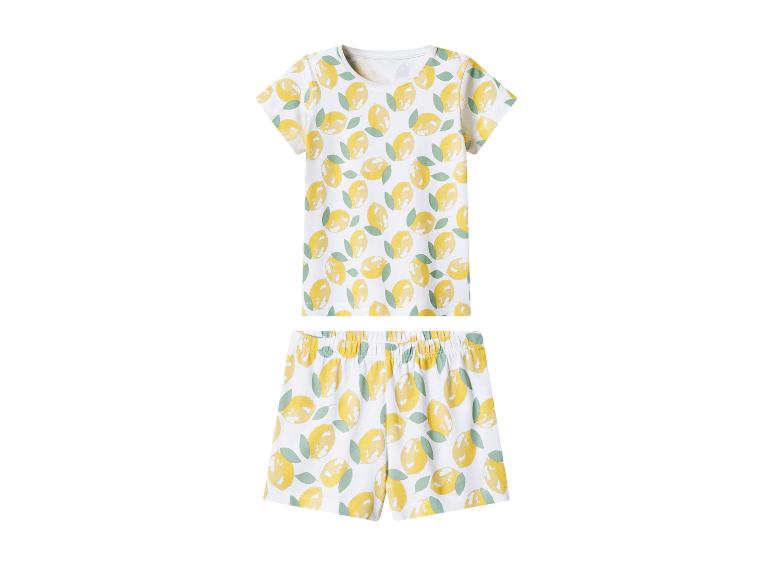 Witte pyjama met korte mouwen en korte broek met citroenprint.