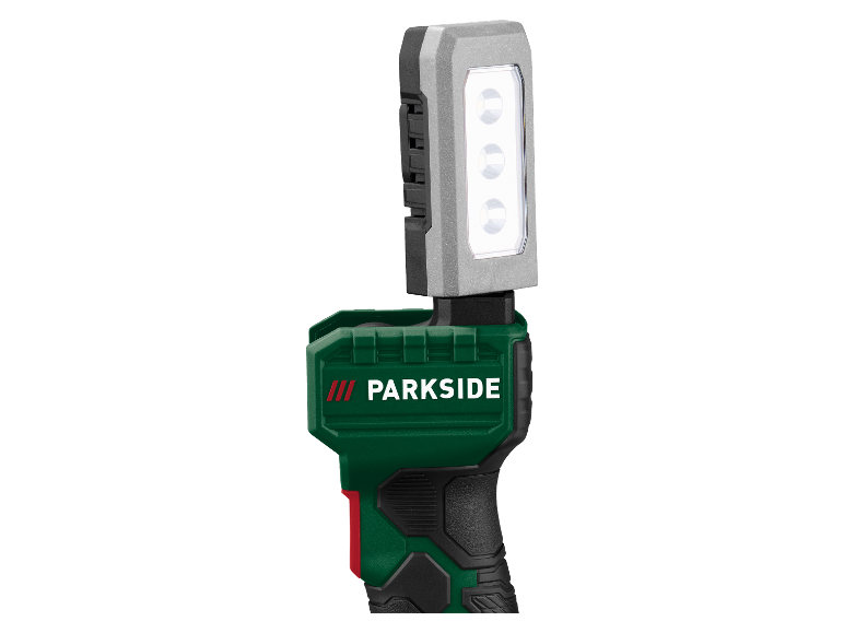 Parkside LED-werklamp met drie heldere lampen.