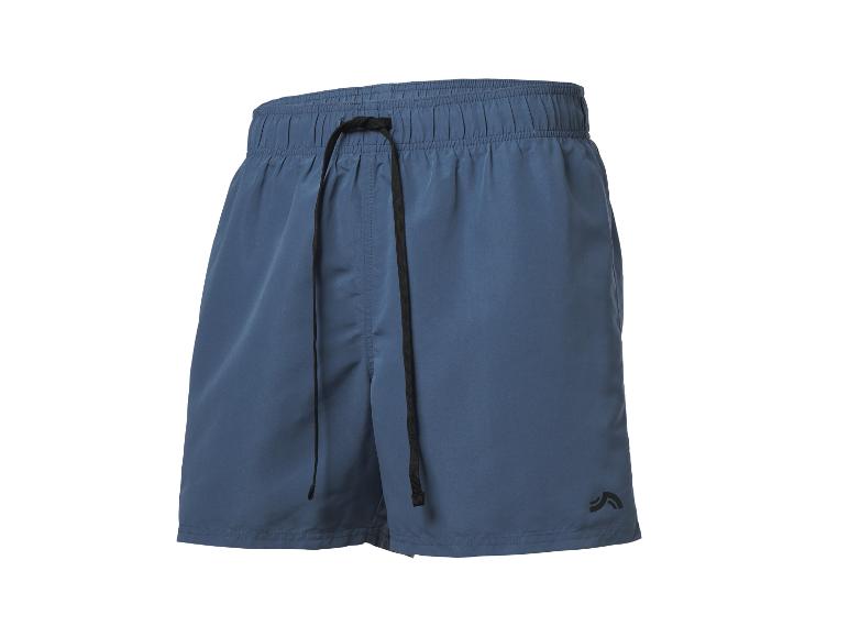 Heren sportshorts in blauw met elastische tailleband en trekkoord.