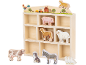 Houten boerderijdieren speelset met plank, inclusief varken, paard, schaap, koe, hond, ezel en eenden.
