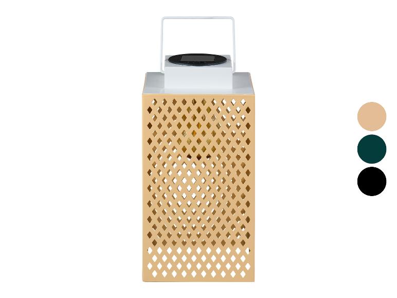 Beige decoratieve solar lampion met ruitpatroon.