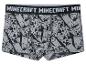 Grijze Minecraft boxershort voor jongens met Creeper-patroon en Minecraft-logo op de tailleband.
