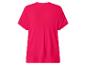 Fuchsia T-shirt met korte mouwen voor dames, met ronde hals en opengewerkte details.