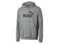 Grijze Puma hoodie met zwart Puma logo.