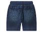 Donkerblauwe denim kinderbroek met elastische tailleband en achterzakken.