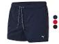 Puma zwemshorts: donkerblauw, rood en zwart.