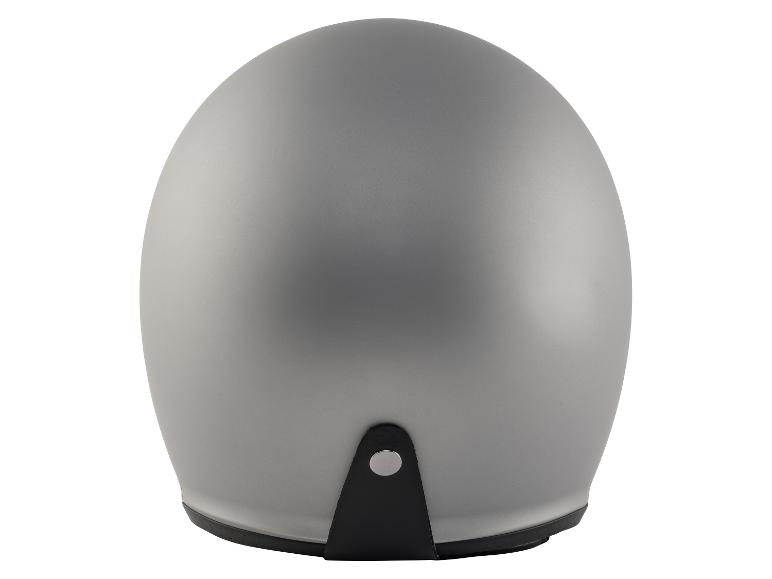 Grijze motorhelm, achteraanzicht