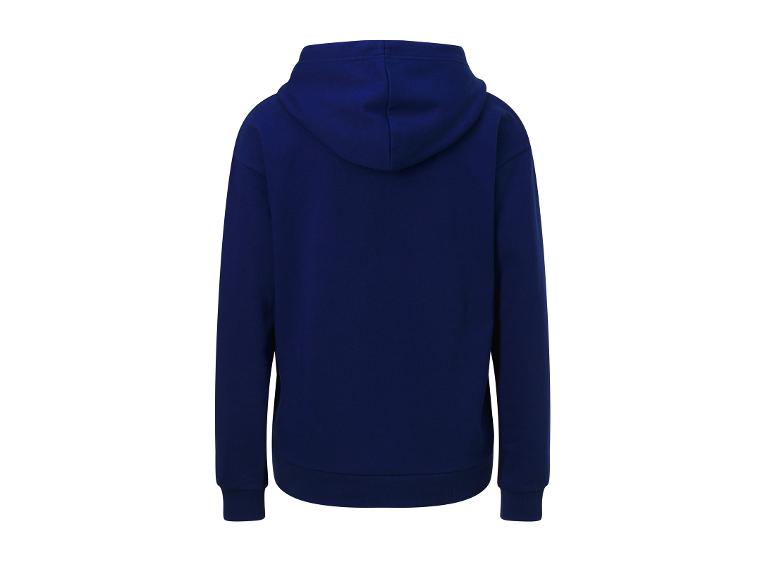 Donkerblauwe hoodie.
