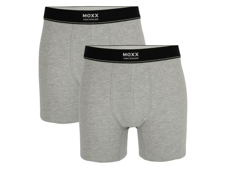 Twee paar grijze Mexx boxershorts met zwarte tailleband.