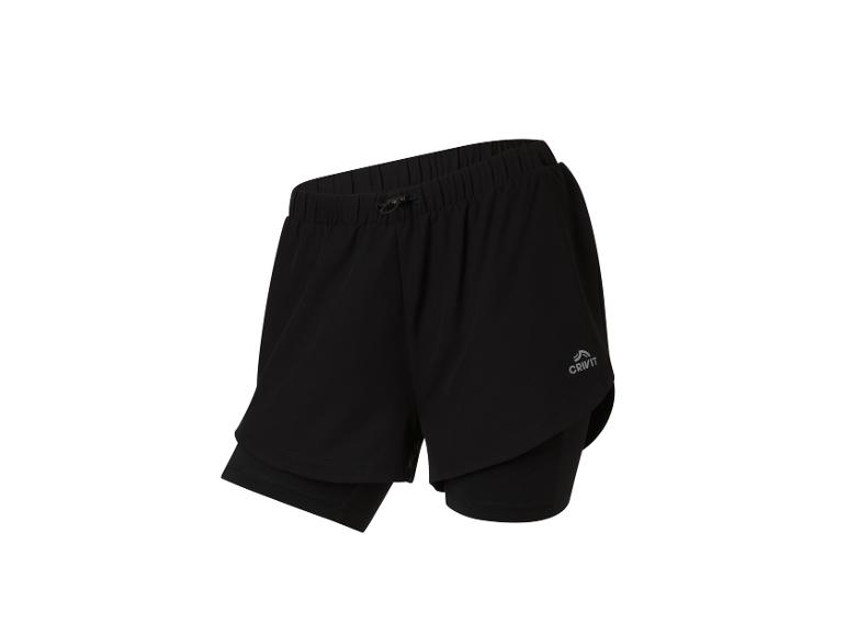Zwarte Crivit dames sportshorts met dubbele laag.