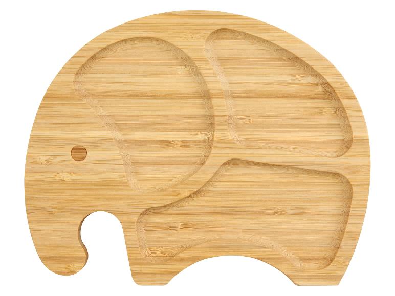 Bambussen bord in olifantvorm, met compartimenten.