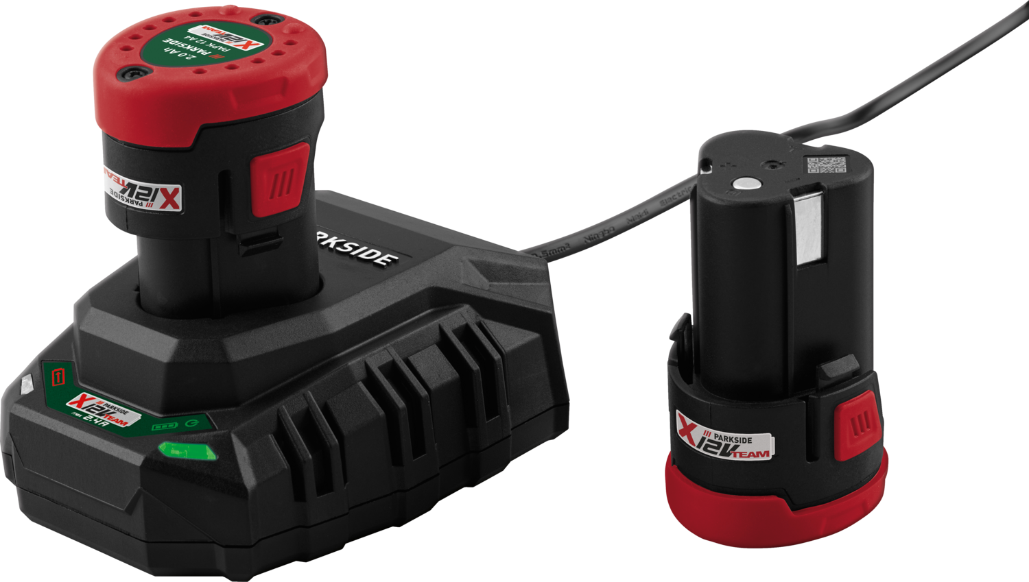 PARKSIDE Set van 2 accu's 12 V - 2 Ah en acculader 2,4 A
