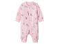Roze babyromper met wilde dierenprint.