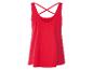 Rood tanktop met gekruiste bandjes.