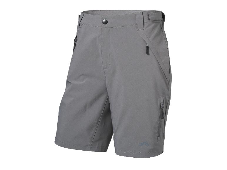 Grijze heren sportshorts met ritsen en verstelbare taille.