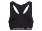 Zwarte Reebok sportbeha met logo op de zoom.