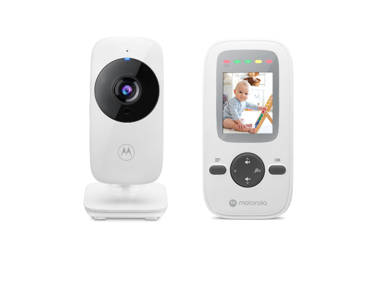 Motorola babyfoon met camera en handapparaat.