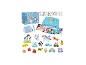 Waterparelset met draagtas, dieren- en objectontwerpen en accessoires.